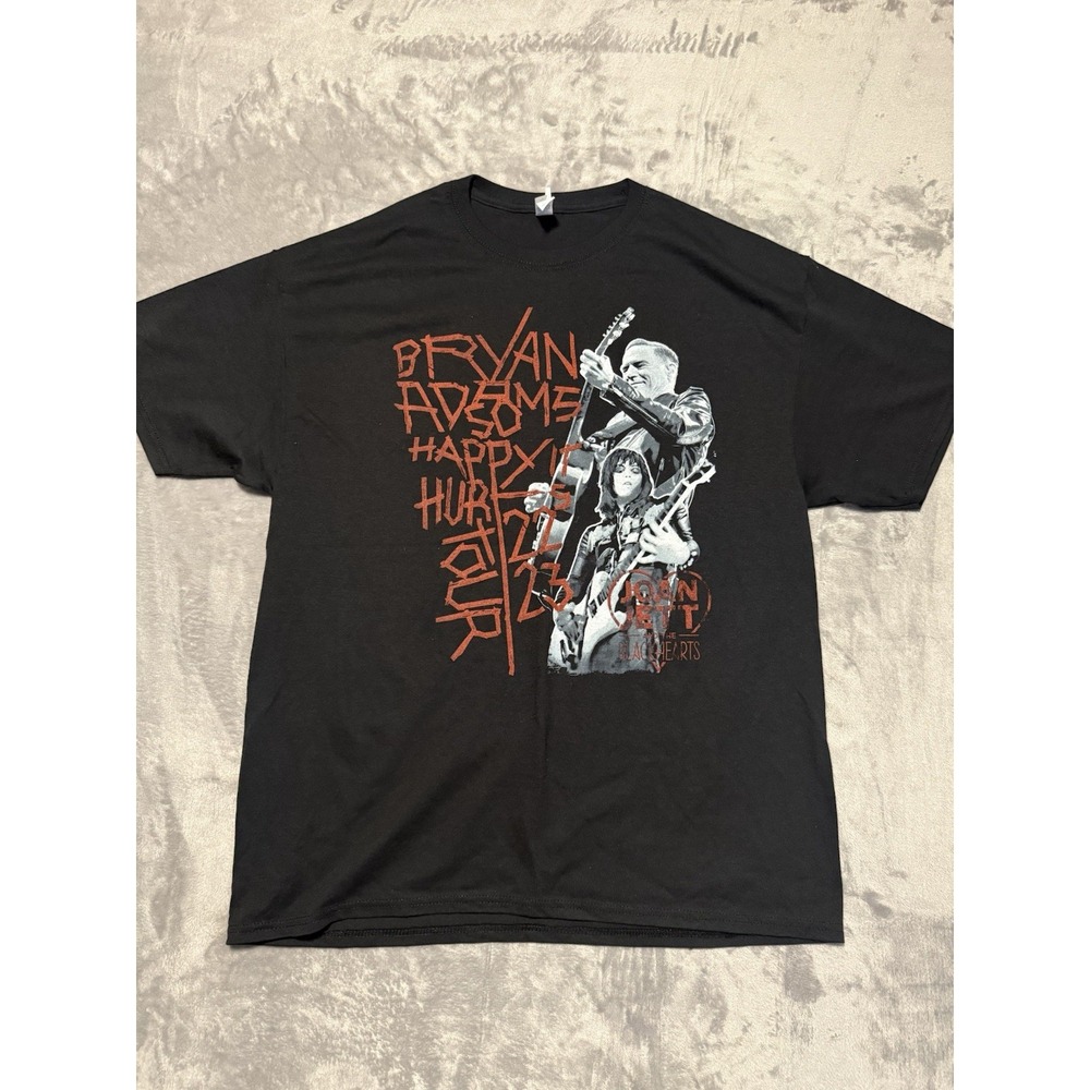 BRYAN ADAMS and JOAN JETT So Happy It Hurts Tour 2023 Black T-Shirt Size XL